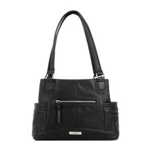 Rosetti Classic Black Leather Tote Shoulder Bag